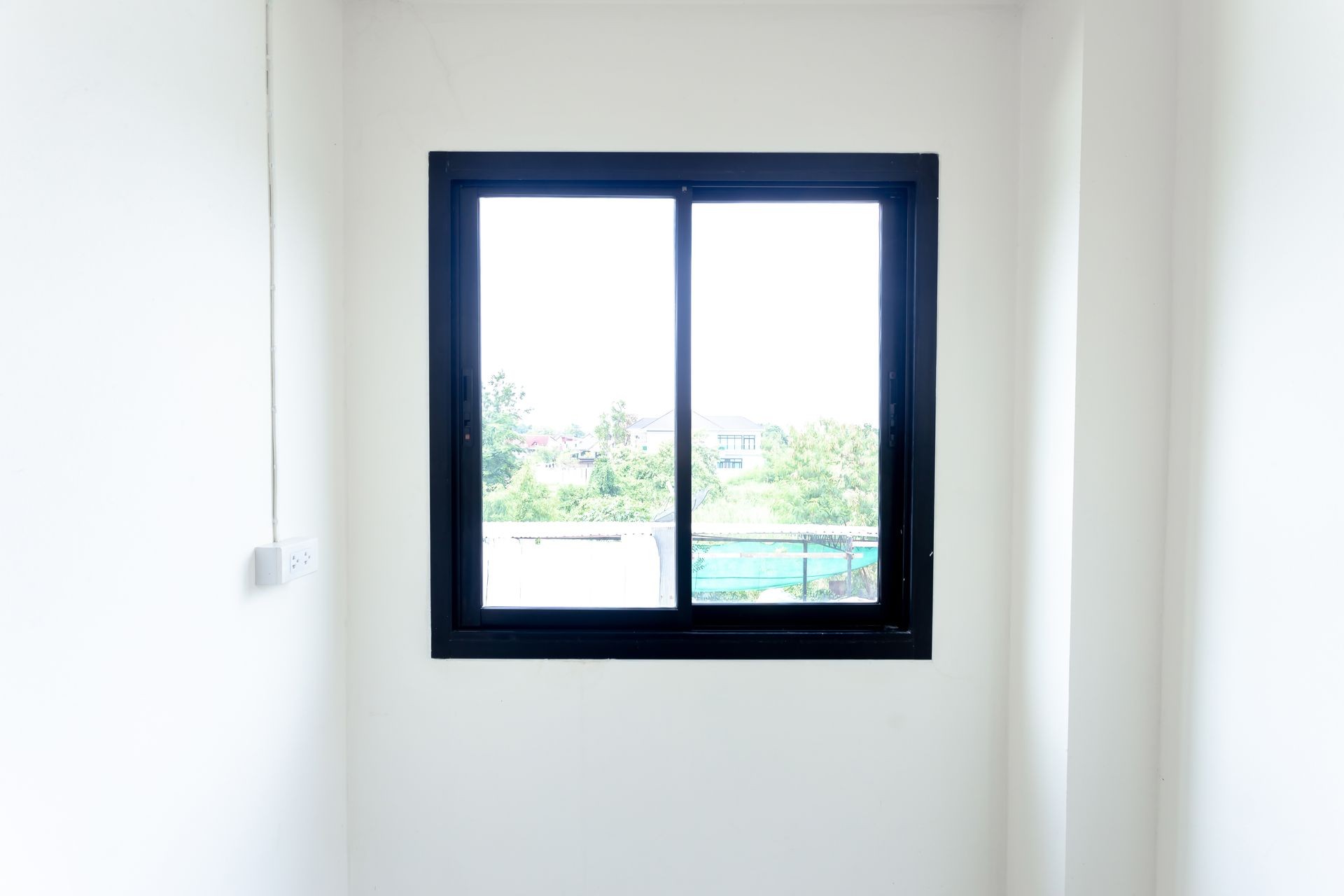 window and door black aluminum on wall